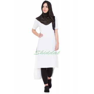 Long Kurti -  White colored in hosiery fabric